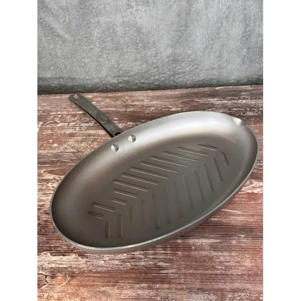 Oval Grill Pan Heavy Duty Cast Aluminum Nonstick Stovetop Cooking‎